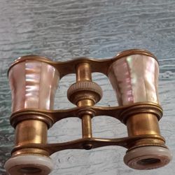 Vintage Antique Made In France Mother Of Pearl And Brass Opera Glasses Binoculars Great Condition