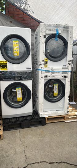 4/6 4.4 cu. ft. Stacked Washer and 8.0 cu. ft. Electric Dryer Laundry Tower in White with LuxCare Wash, Energy Star