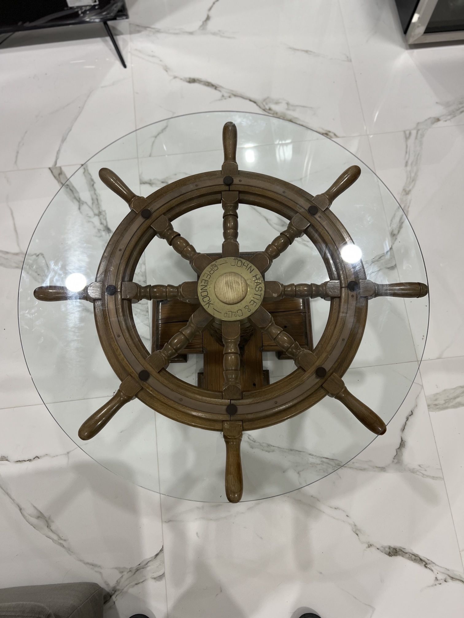 John Hastie & Co. Ltd. Greenock Ship’s Wheel Coffee Table Collectors Item
