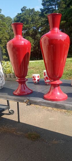 New 3ft hot Red floor vases 40 each or 75 for the set