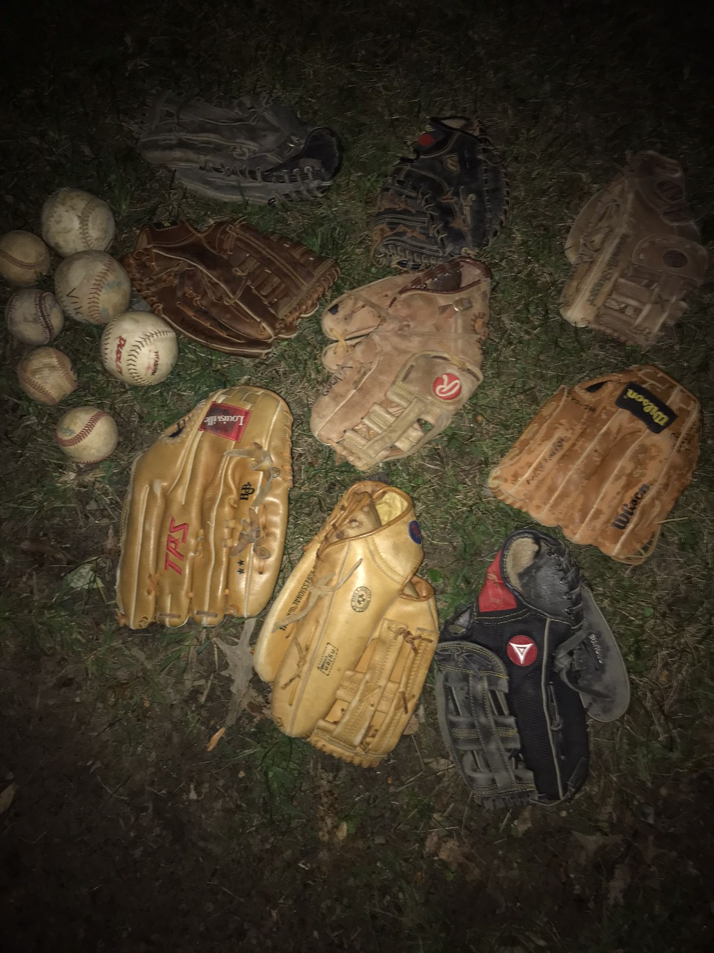Nice Adult Gloves And Baseballs Everything Goes For $80 Great Price