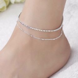 5 LEFT Gorgeous NEW Bedazzled Shiny Rhinestone Layered Women’s Fashion Anklet 