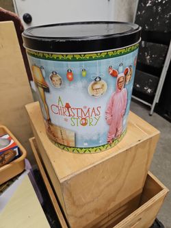 A Christmas Story   Empty popcorn tin