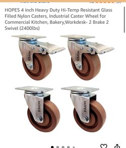 HOPES 4 pc 4” heavy duty high temp resistant Glassfield nylon casters