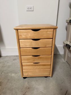 6-Drawer Wood Rolling Storage Cabinet
