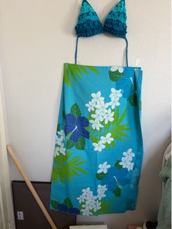 Sarong fabric, blue & turquoise floral print
