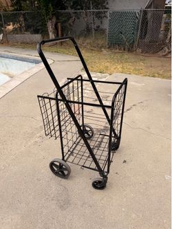 🛒 2 Costway Folding Shopping Cart – Rolling Utility Trolley w/ Adjustable Handle