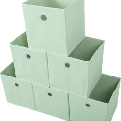 Amelitory Storage Bins Foldable Cube Organizer Fabric Drawer Set of 6 Light Green