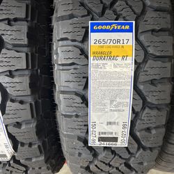 265 70 17  Goodyear wrangler duratrac  RT