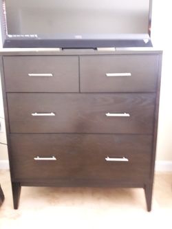 WEST ELM NARROW LEG DARK BROWN DRESSER