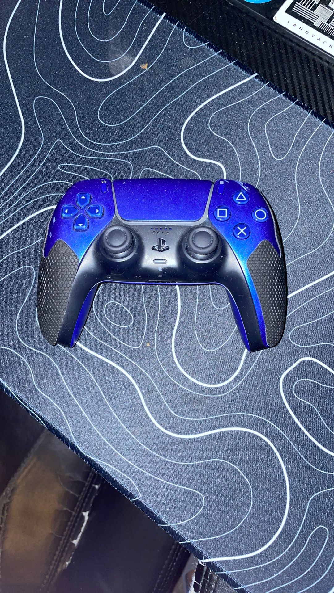 Blue Playstation Five Controller With Grip