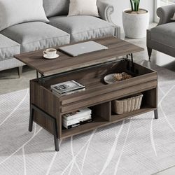 Modern Lift Top Coffee Table with Lift Tabletop & Storage, Brown