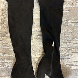 Faux Black Suede Over The Knee Marc Fisher Boots Size 7.5
