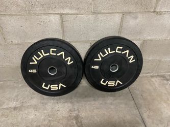 Pair of 45 lbs VULCAN USA Black Bumper Weight Plates - 90 lbs total