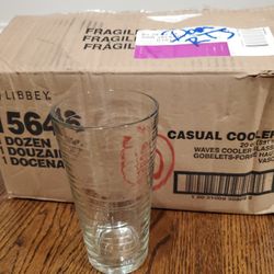 NEW NIB Libbey Glassware 15646 Casual Cooler Waves Duratuff Glass, 20 oz Lot of 10 Kitchen Bar Clear