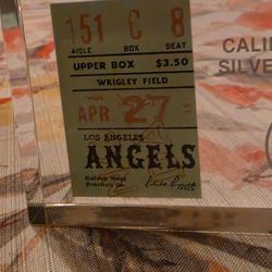 1986 California Angels 25th Anniversary Display - 1961 Opening Day Ticket