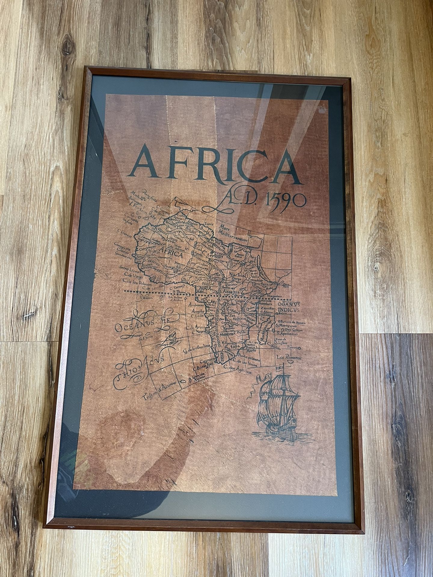 Large Map Of Africa On Stitched Bark, 1590 A.D.