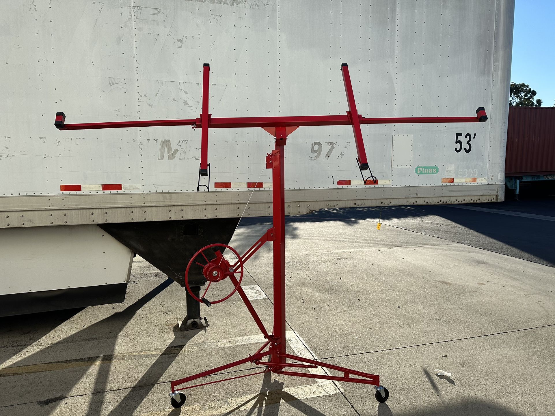 Drywall Lift Panel 16' Lift Drywall Panel Hoist Jack Lifter Jack Rolling Caster Wheel Sheetrock Drywall Lift Construction Tools for Ceiling
