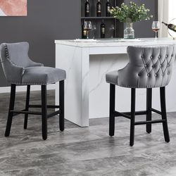 New Velvet Bar Stools (Gray)