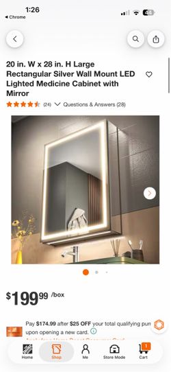 20 in. W x 28 in. H Large Rectangular Silver Wall Mount LED Lighted Medicine Cabinet with Mirror