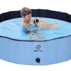 ENJOY PET Foldable Dog Pool for Large Dogs, Portable Kiddie Pool, Collapsible Pet Bath Pools for Dogs, Swimming Pool for Kids Children Ball Pits Kiddi