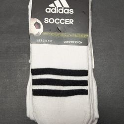 Adidas Soccer Aeroready Compression Socks 2 Pack OTC White Size Large