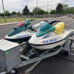 Set Of Sea Doos W/Trailer