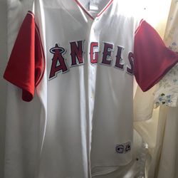 Los Angeles  Angels MLB Men's  Majestic Baseball Jersey White/Red Large 