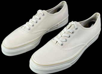 Buck Mason Moonstar Deck All White Canvas Low Top Shoe Size 10 US Made in Japan