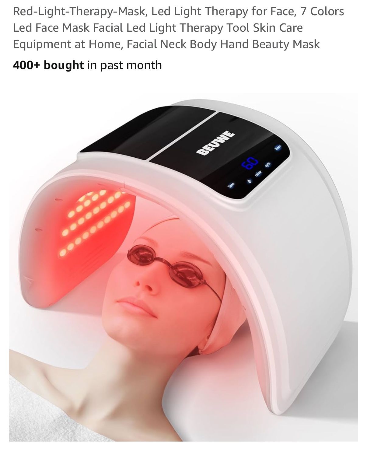 Red-Light-Therapy-Mask, Led Light Therapy for Face, 7 Colors