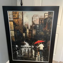 “Red Umbrella” Canvas Painting 55” X 43”