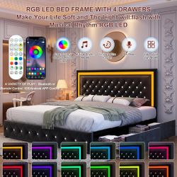 Moving Sell! Selling My LED Queen Mattress With Frame