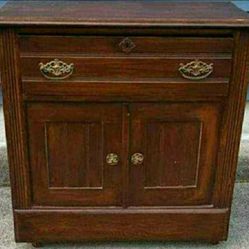 Antique Oak Wash Stand / Credenza Cabinet