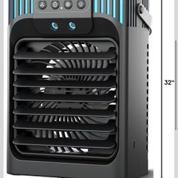 Portable Air Conditioner Cooling Fan with Remote, Quiet with 3 Speeds, 1200ml Personal Air Cooler Fan with 3 Mist, 7 Night Light, 8H Timer, Small Air 