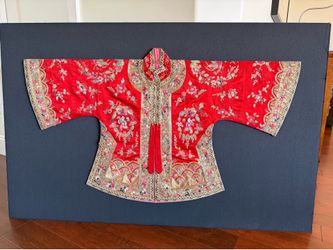 Antique Chinese silk embroidered Gua wedding jacket from Qing Dynasty