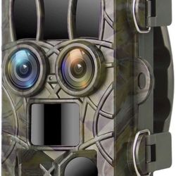 Trail Camera 20MP 4K Night Vision Dual-Lens Game Hunting Camera, 120° Wide Angle Outdoor Wildlife Scouting Camera with Infrared LEDs Night Vision 0.2s