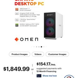 Complete PC HP OMEN - 35L Gaming 32GB RAM 6000Mz RTX 5070 12 G AMD Ryzen 7 8700F LG 39GS95QE