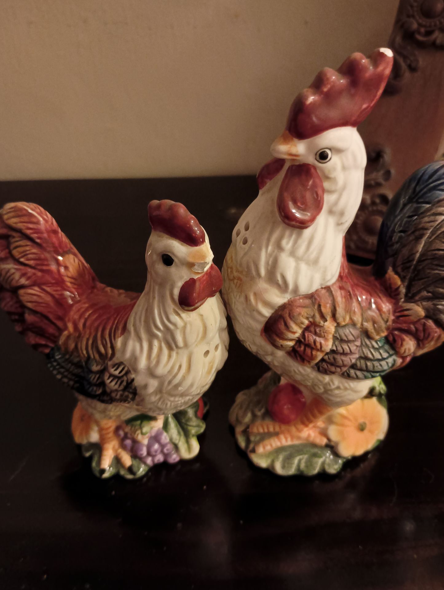 Antique Colorful Ceramic Salt & Pepper Shakers.