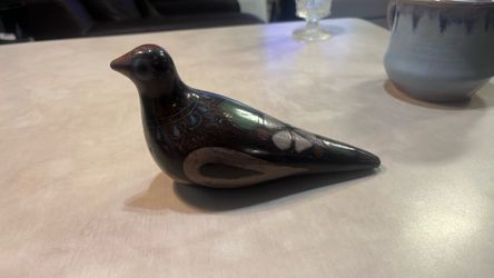 Vintage Mexican Tonala Folk Art Pottery Bird, handcrafted, hand-painted