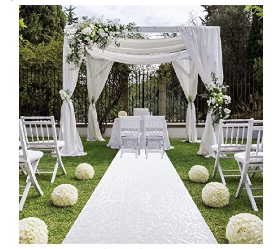 White Sequin Fabric Wedding Aisle Runner 2ftx15ft