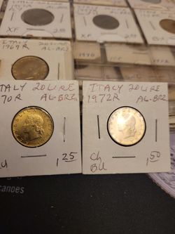 Italy 20 Lire Coin Lot 1970 & 1972