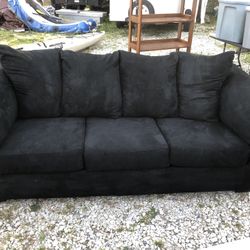 3 Seater Couch Sofa Large Black Fabric 