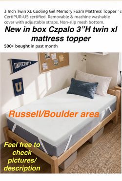 New in box Czpalo 3 Inch Twin XL Cooling Gel Memory Foam Mattress Topper. Russell/Boulder area