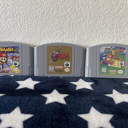 3 N64 Games, Mario 64, Zelda, and Super Smash Bros