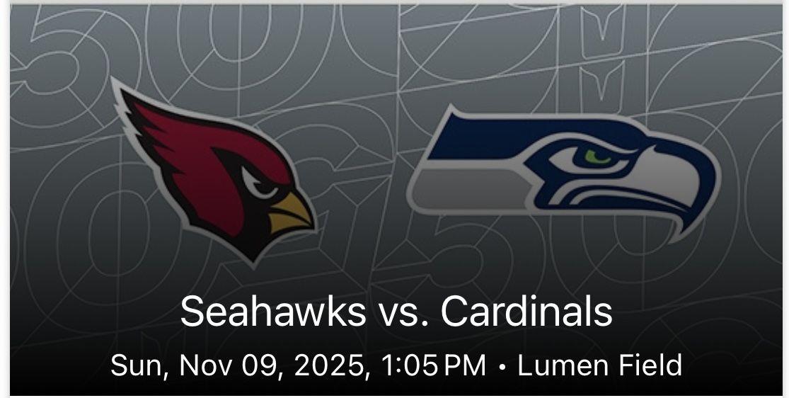 Nov 9 Seahawks Vs Cardinals Tickets, Sec 204