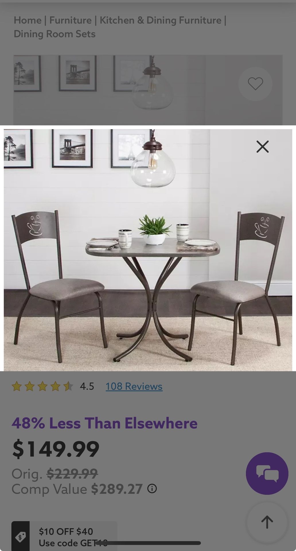 Coffee Cup 3-Piece Bistro Set