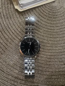 Fossil Watch Silver Stainless Steel Black Dial