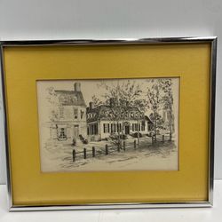 1972 Framed Williamsburg Virginia The Rayleigh Tavern Fout Art Drawing