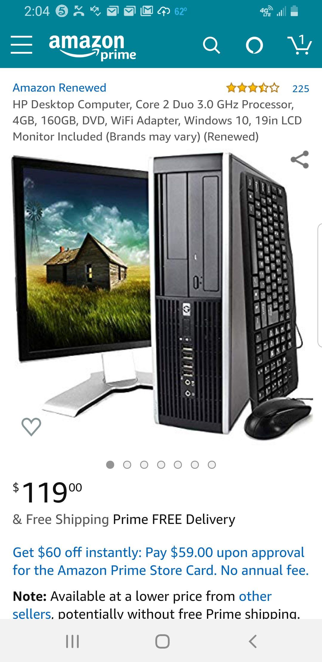 HP Desktop Computer, Core 2 Duo 3.0 GHz Processor, 4GB, 160GB, DVD, WiFi Adapter, Windows 10, 19in LCD Monitor Included (Brands may vary) (Renewed