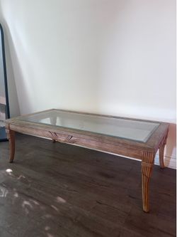 Wooden glass coffee table